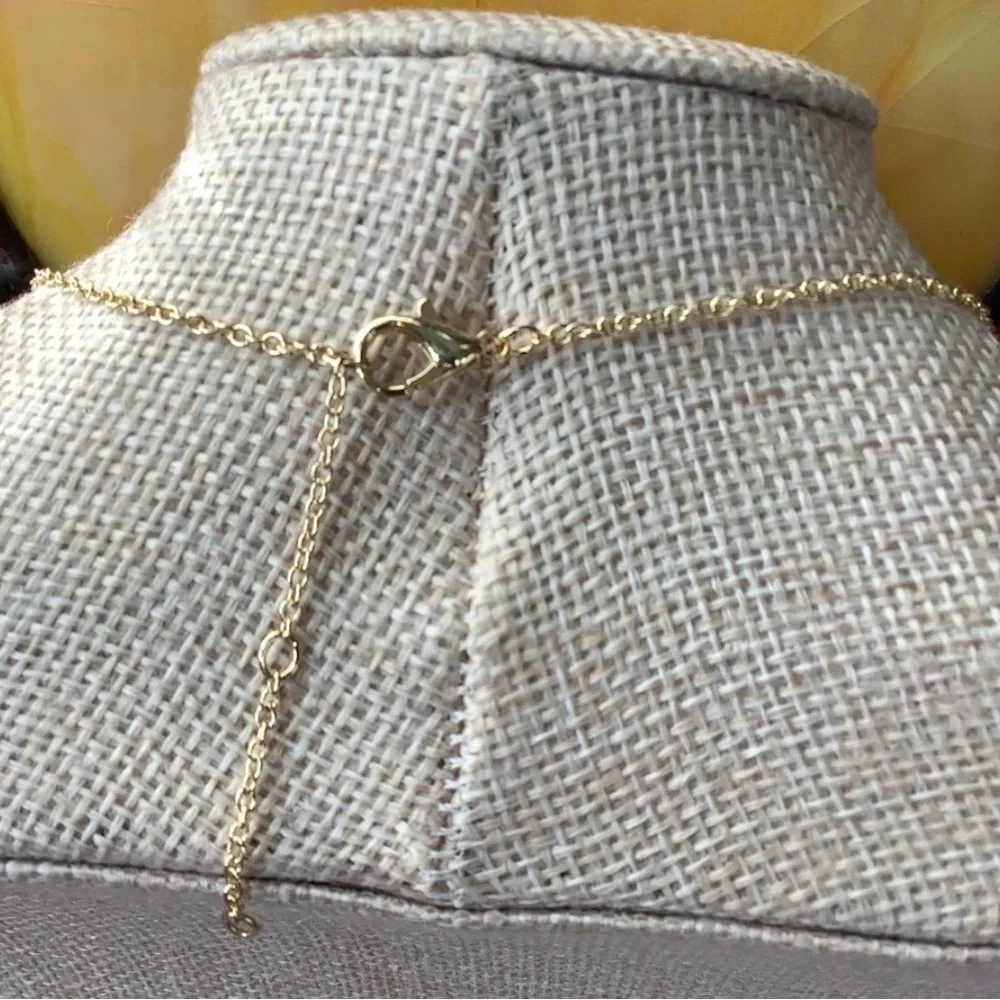 Elegant Gold Butterfly Pendant Necklace with green crystals NWT.